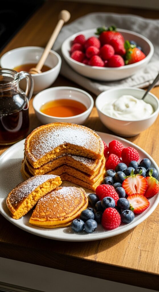 Plate of homemade sweet potato pancakes