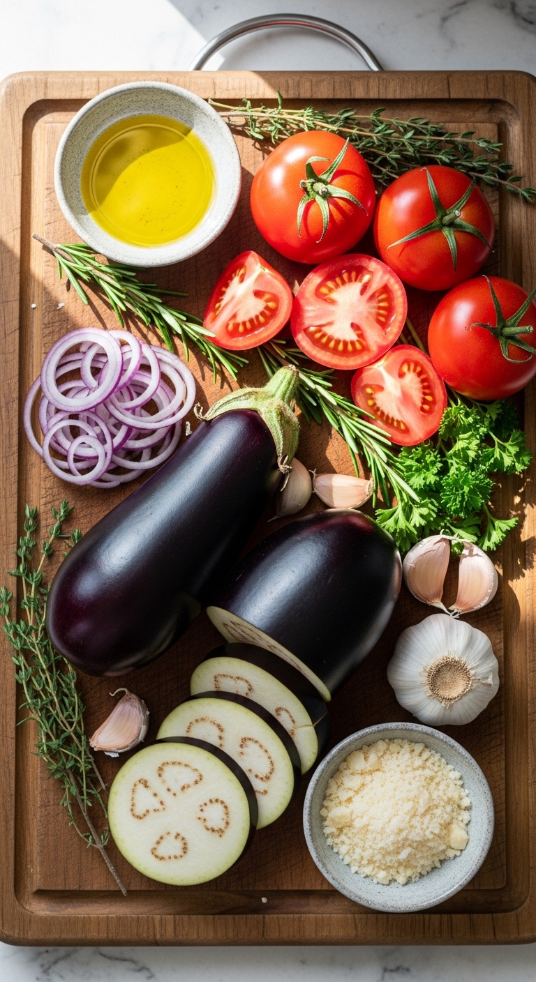 Provencal Eggplant Tomato Gratin - Ingredients Prep