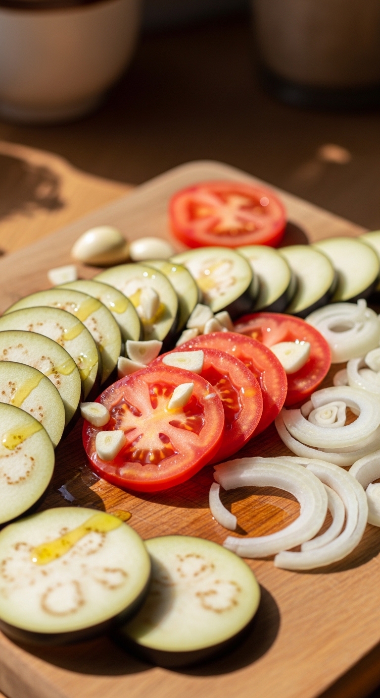 Provencal Eggplant Tomato Gratin - Prepped Vegetables