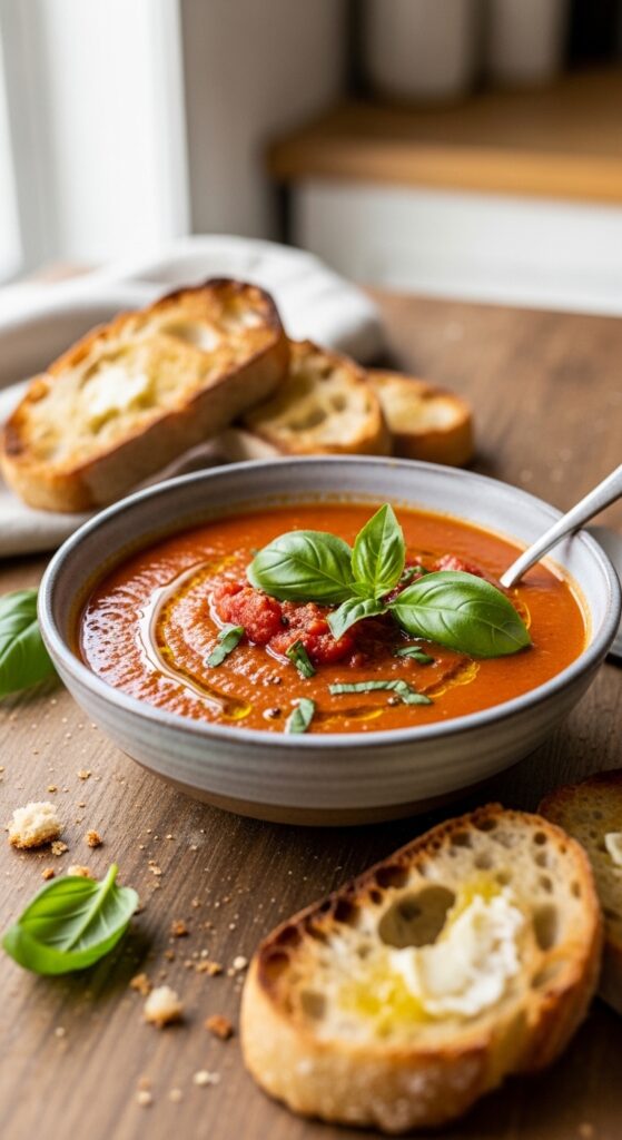 Roasted Tomato Soup with Toasted Bread