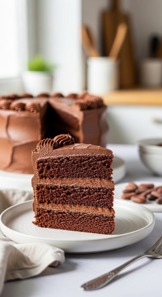 Serving Homemade Dubai Chocolate Cake