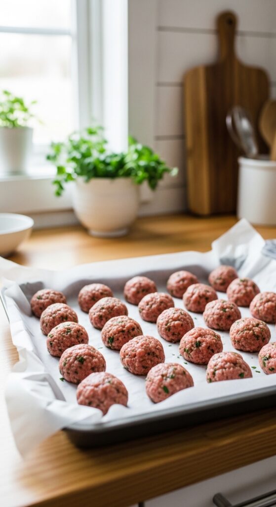 Shaped Raw Turkey Meatballs