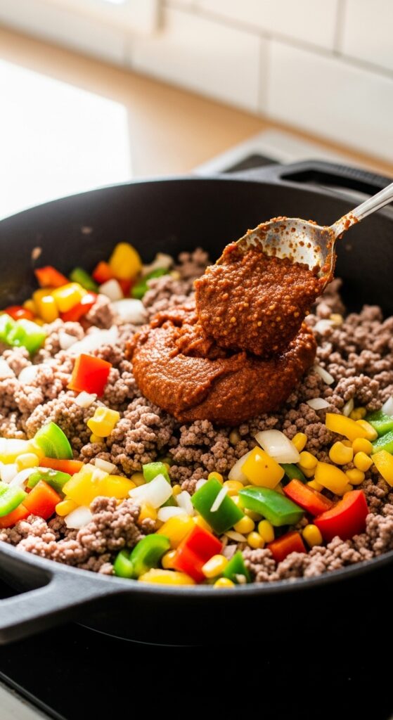 Skillet with Tex Mex Paste Cooking