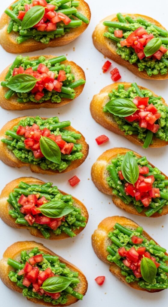 Smashed Green Bean Bruschetta
