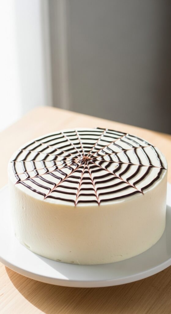 Spiderweb Vanilla Cake