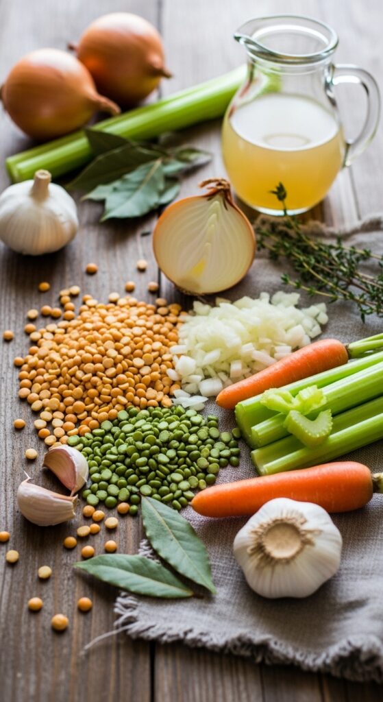 Split Pea Soup Ingredients on Kitchen Counte