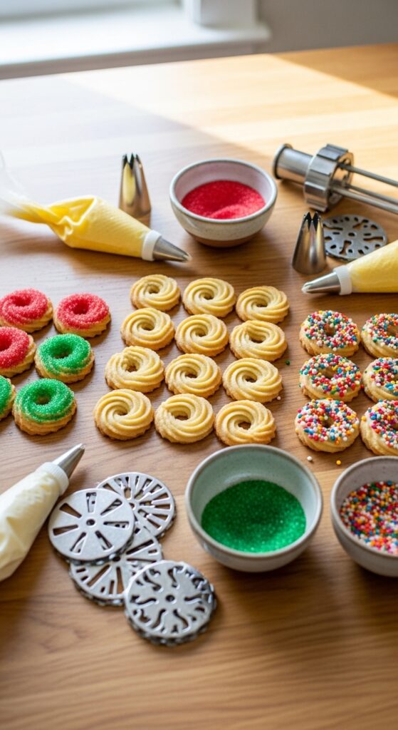 Spritz Cookie Decorating Setup