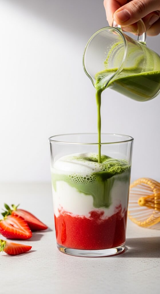 Strawberry Matcha Latte Assembly