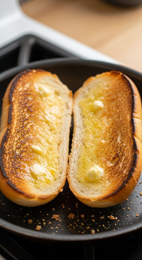 Toasted Hoagie Roll in Skillet at Home
