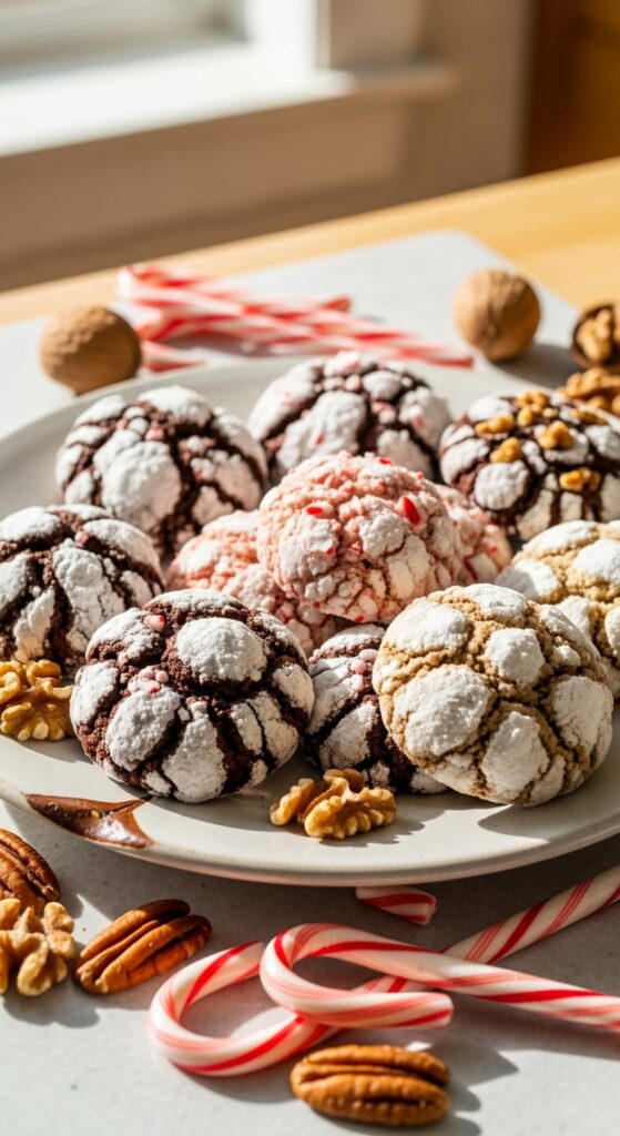 Variety of Homemade Chocolate Crinkle Cookies