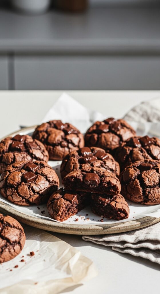Vegan Brownie Cookies on Plate
