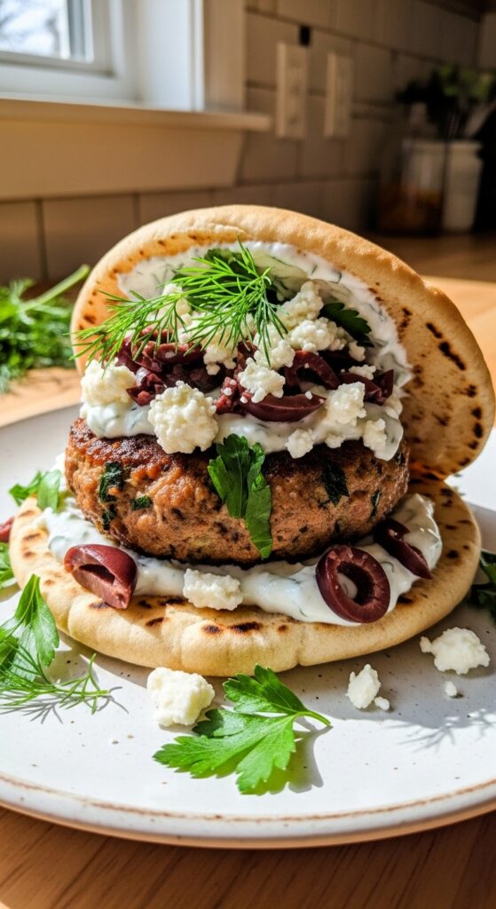 a Mediterranean turkey burger