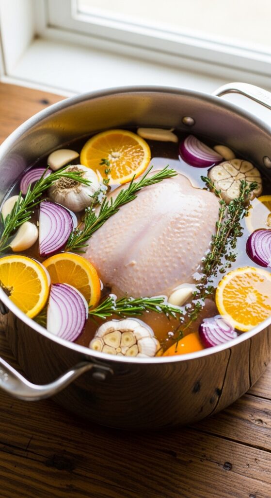 a turkey fully submerged