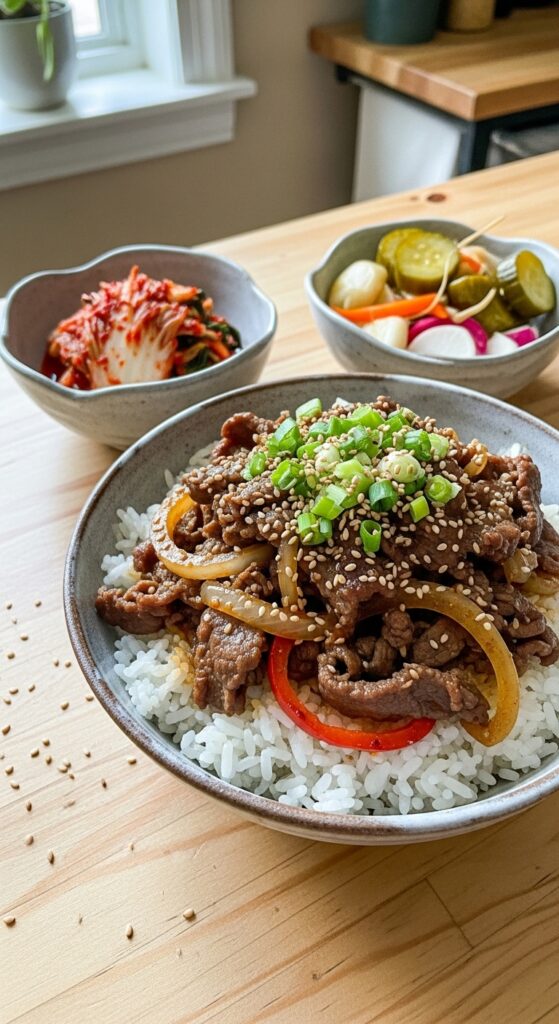 cooked bulgogi beef served 