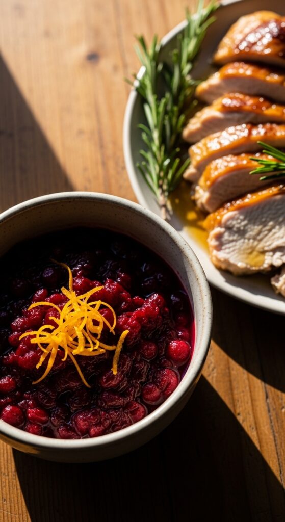 cranberry sauce in a rustic bowl