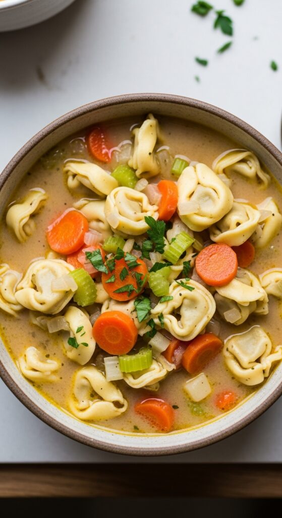 creamy homemade tortellini soup