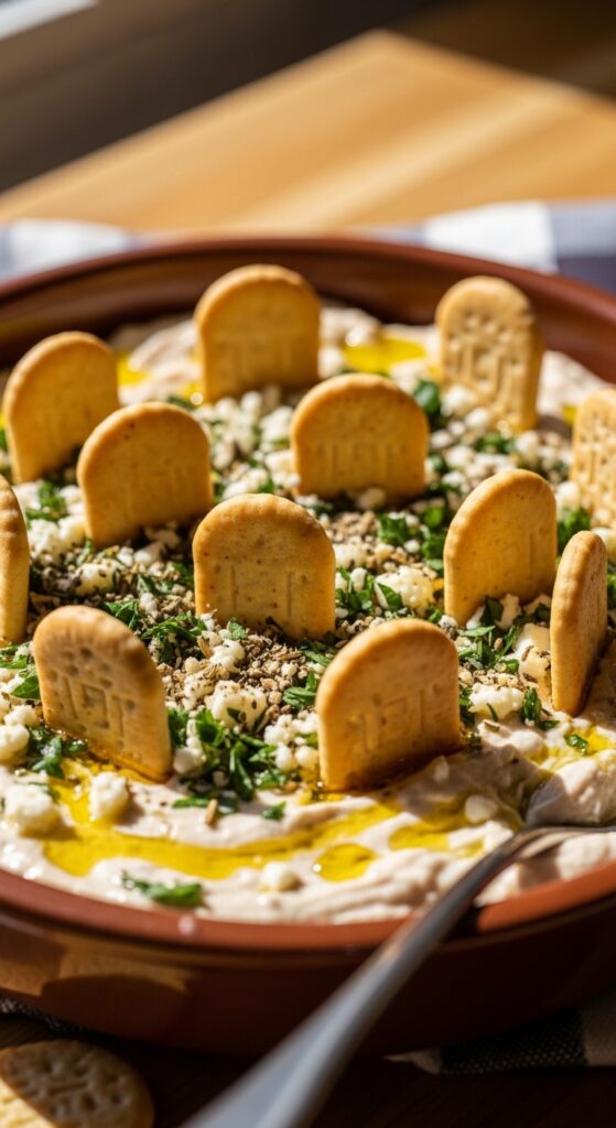 dip decorations, cracker tombstones