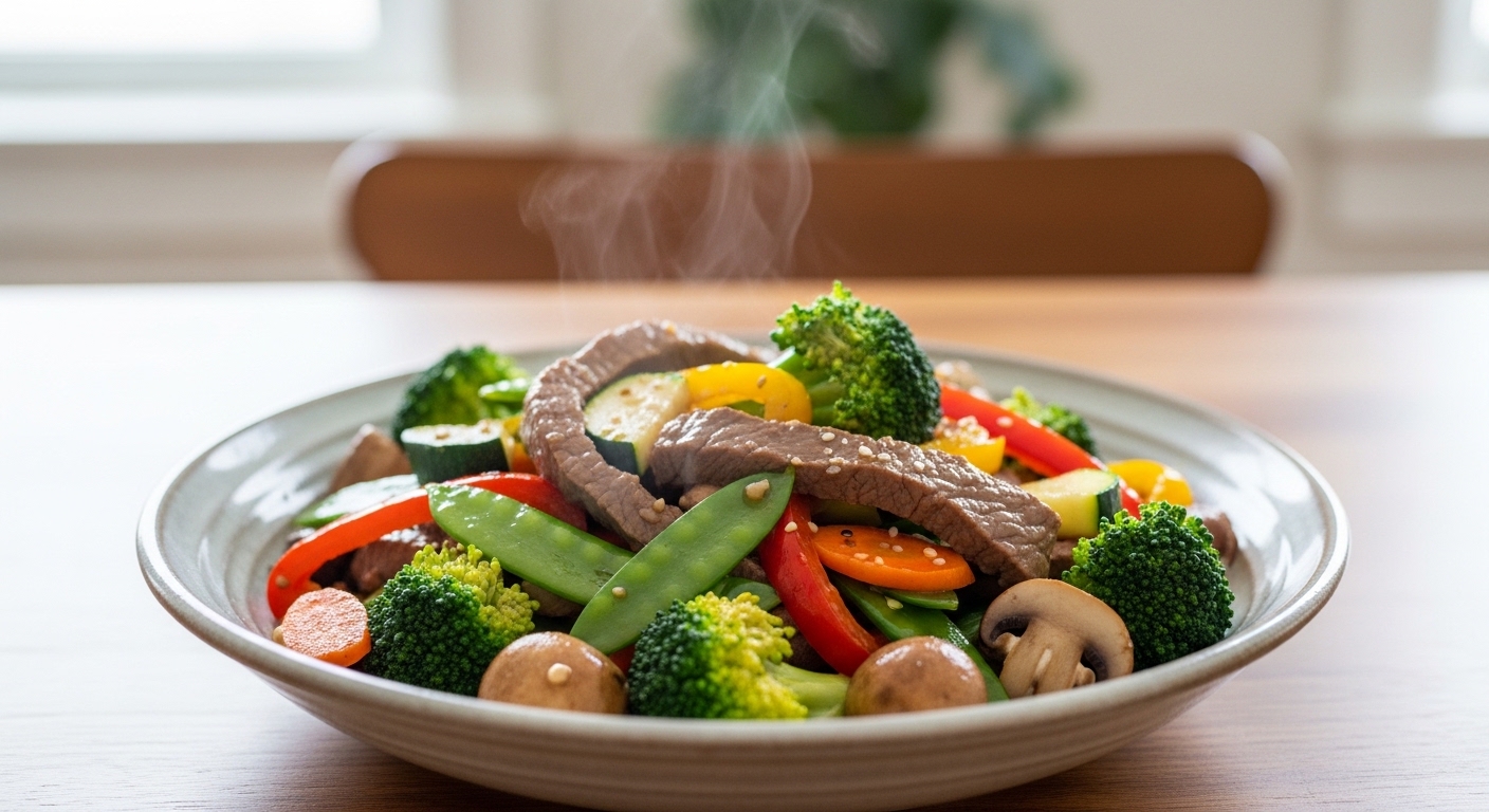 extra veggie steak stir fry