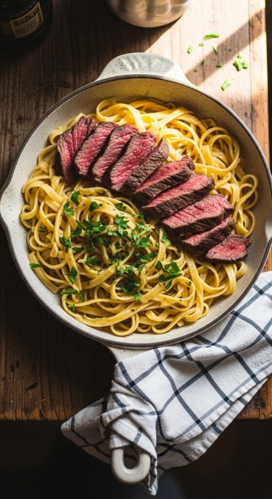 fettuccine tossed in garlic butter sauce