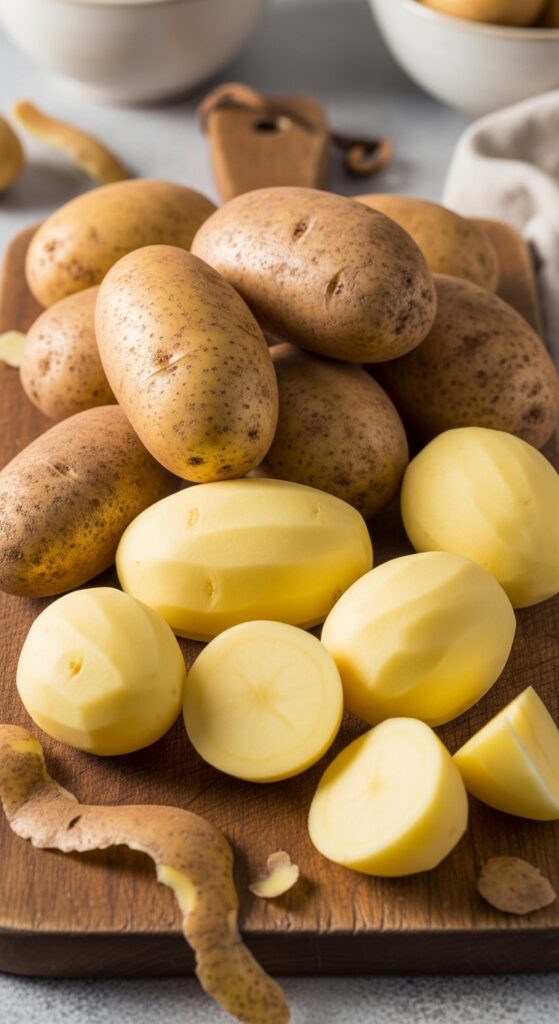 fresh Russet and Yukon Gold potatoes