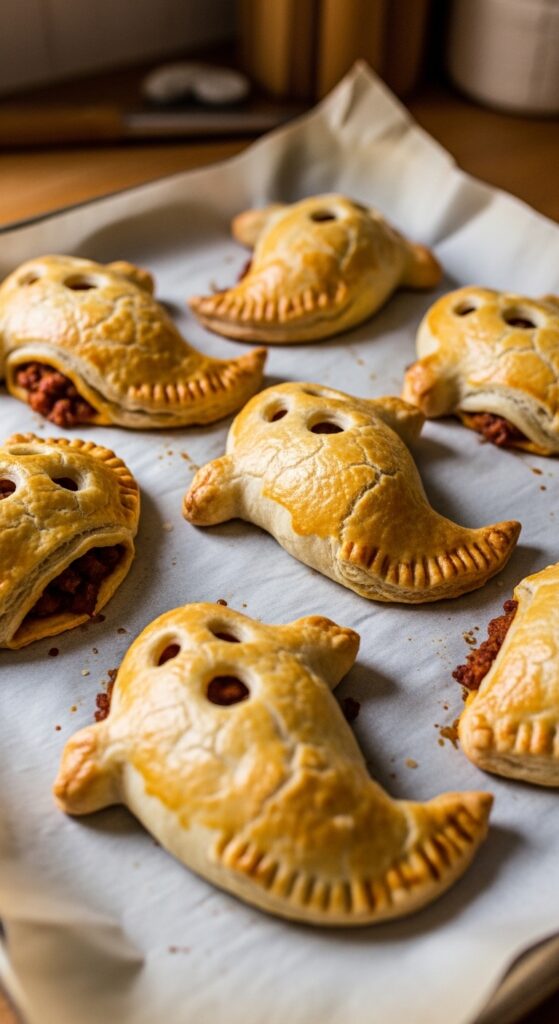 freshly baked ghost taco hand pies