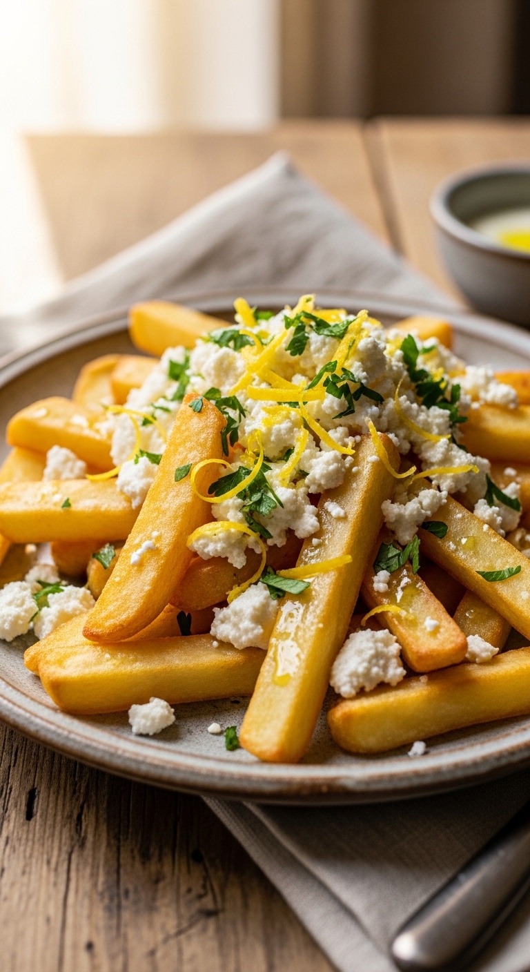 freshly baked homemade fries topped