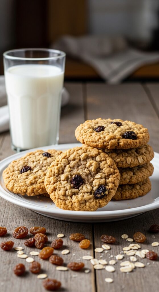 freshly baked oatmeal raisin cookies,