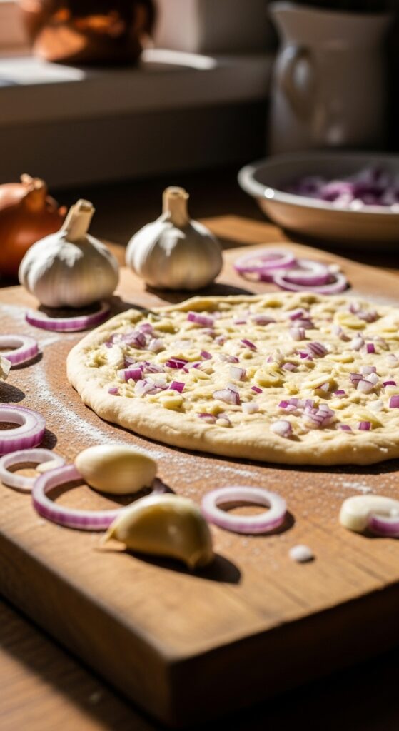 garlic & onion pizza dough