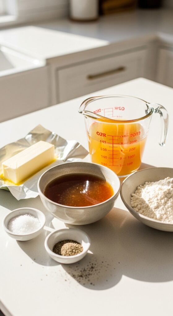 gravy essentials arranged casually