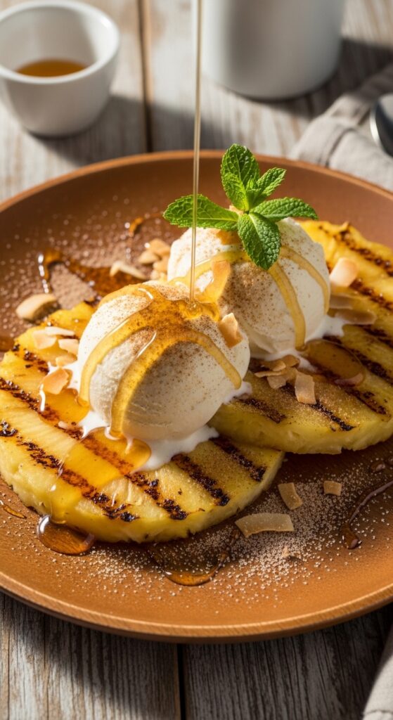  grilled pineapple served