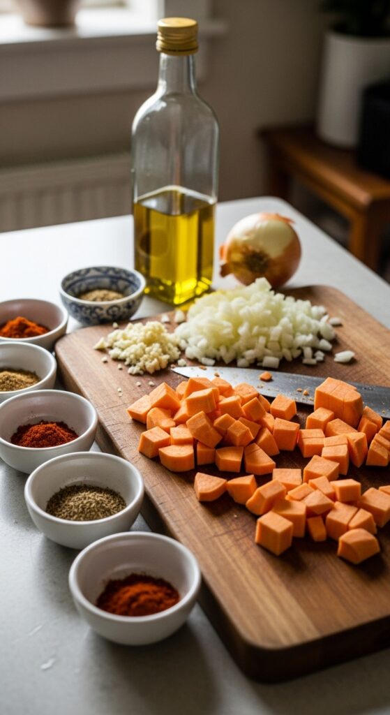  hand-diced sweet potatoes