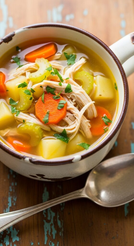 homemade bowl of classic chicken potato soup