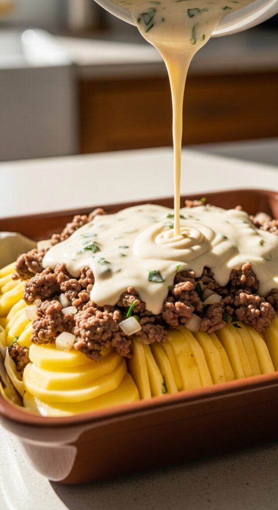 homemade casserole before baking