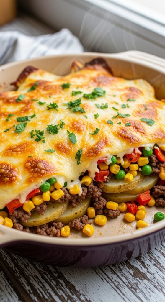 homemade casserole with added vegetables
