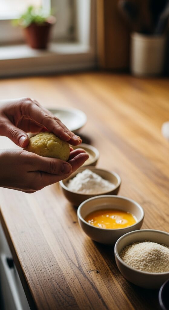 homemade potato ball, slightly