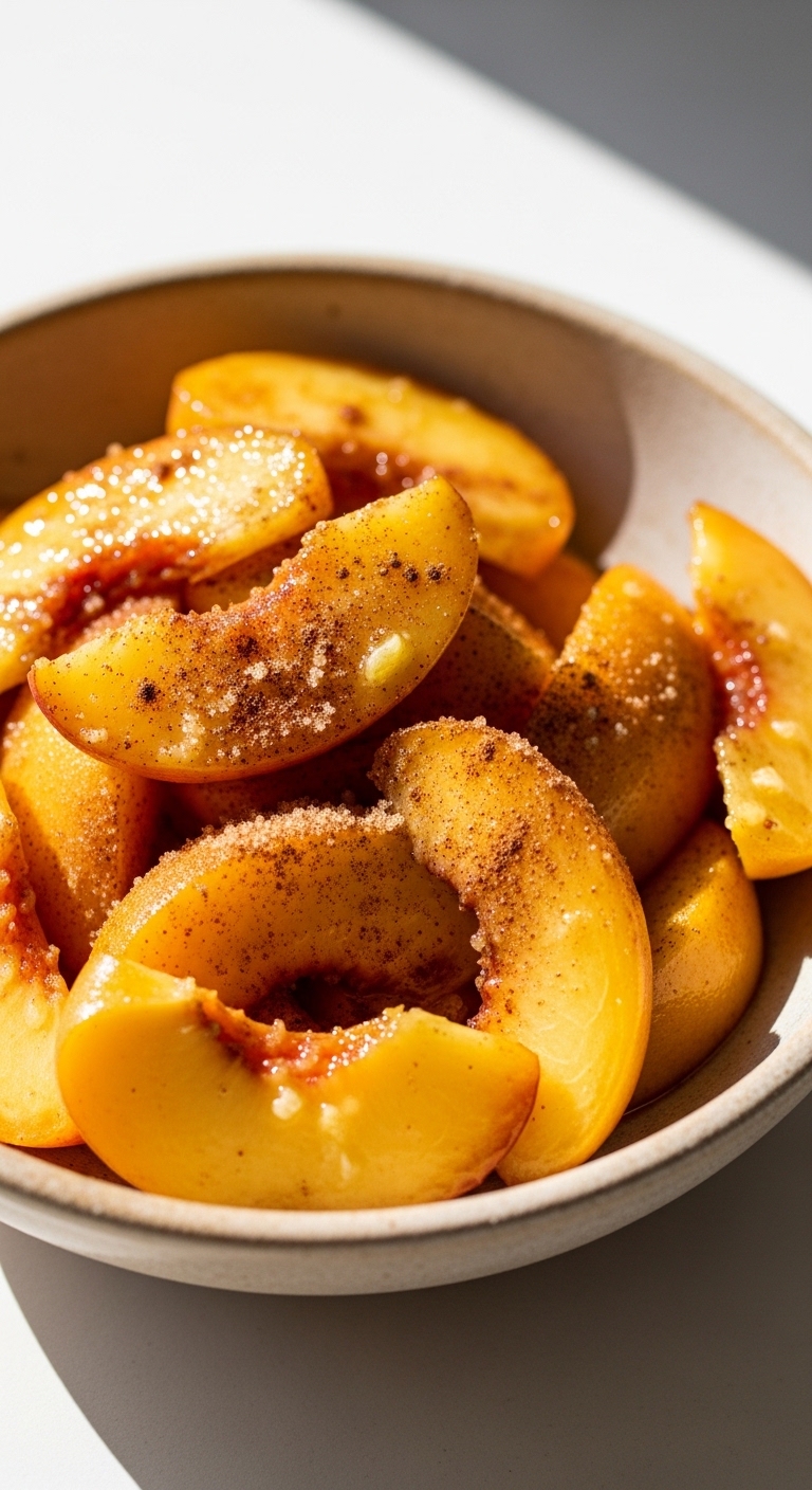 juicy sliced peaches mixed with brown sugar