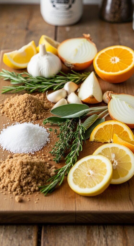  key brining ingredients arranged 