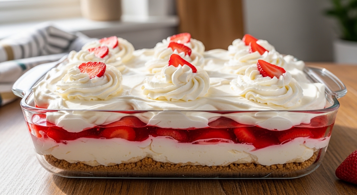 no bake strawberry jello lasagna