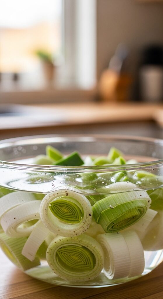 photo of sliced leek rings