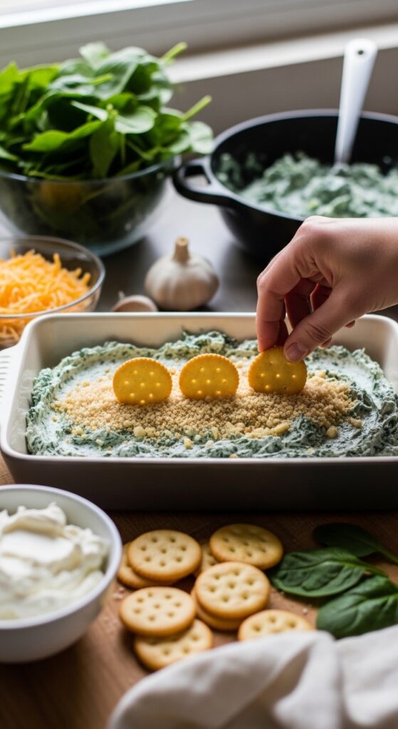 preparation shot, spinach dip