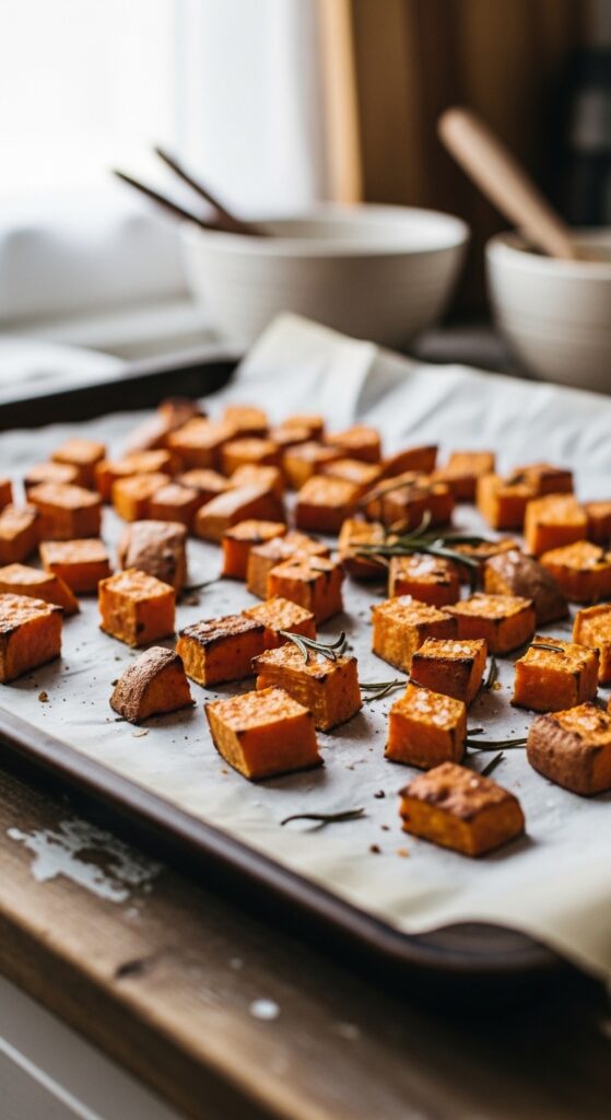 roasted sweet potato cubes