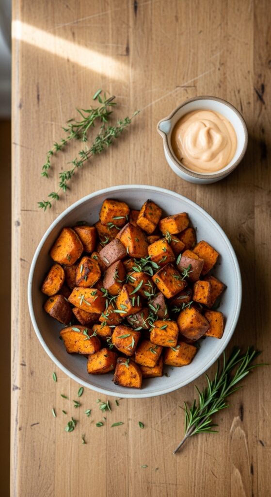 roasted sweet potatoes in a bowl 