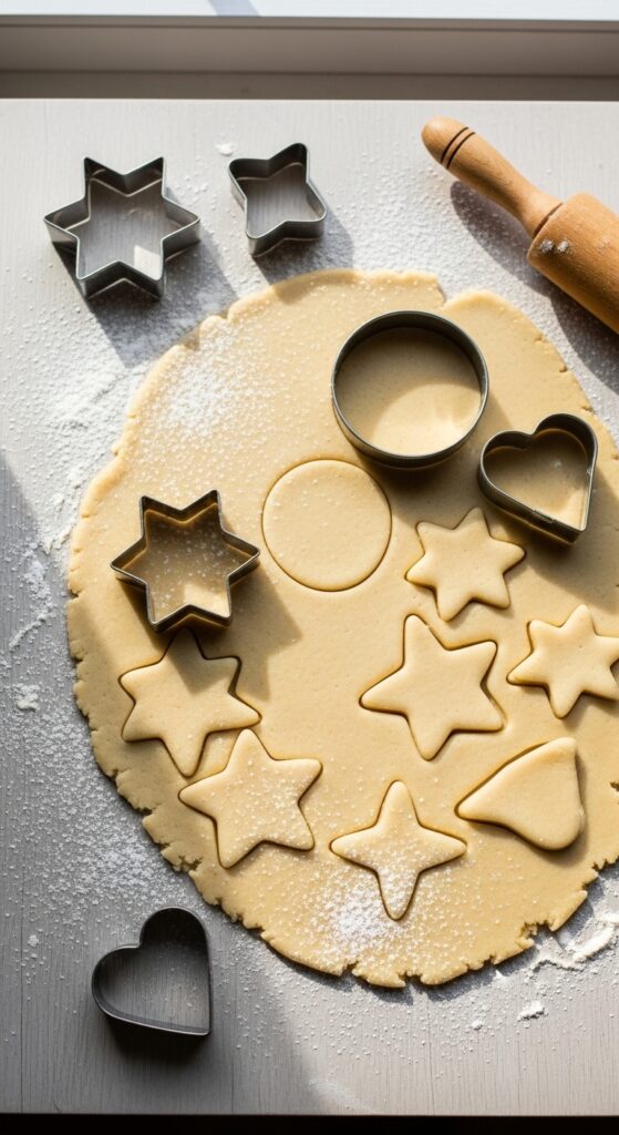 rolled-out sugar cookie dough