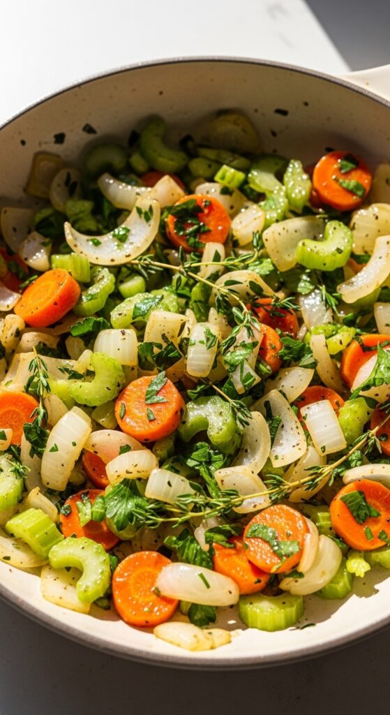sautéed onions, celery, and carrots in butter