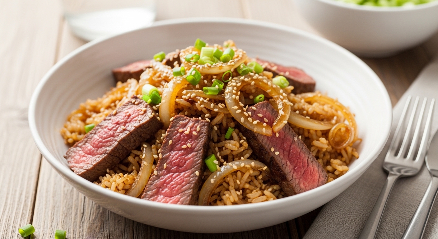 savory onion beef fried rice