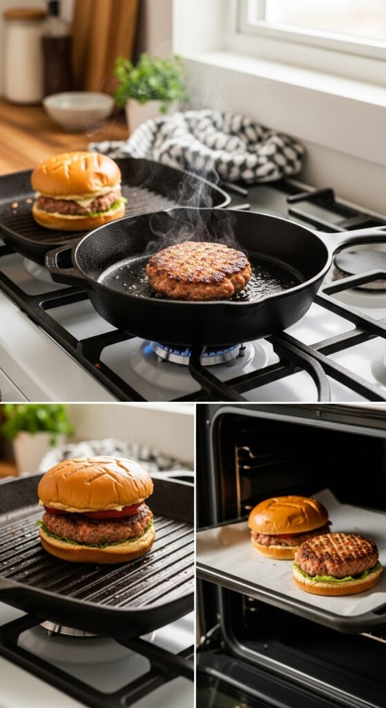 showing three turkey burgers