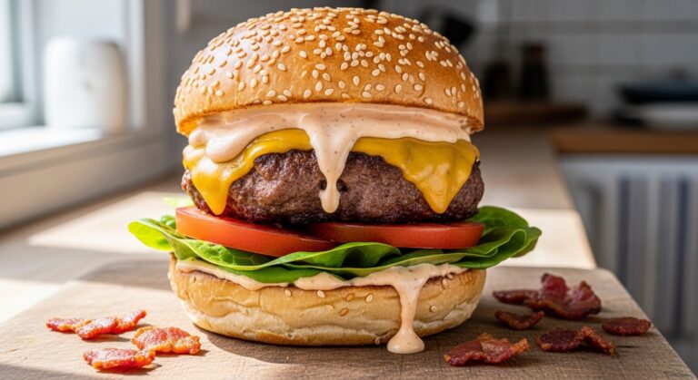 smash burgers with baconnaise sauce