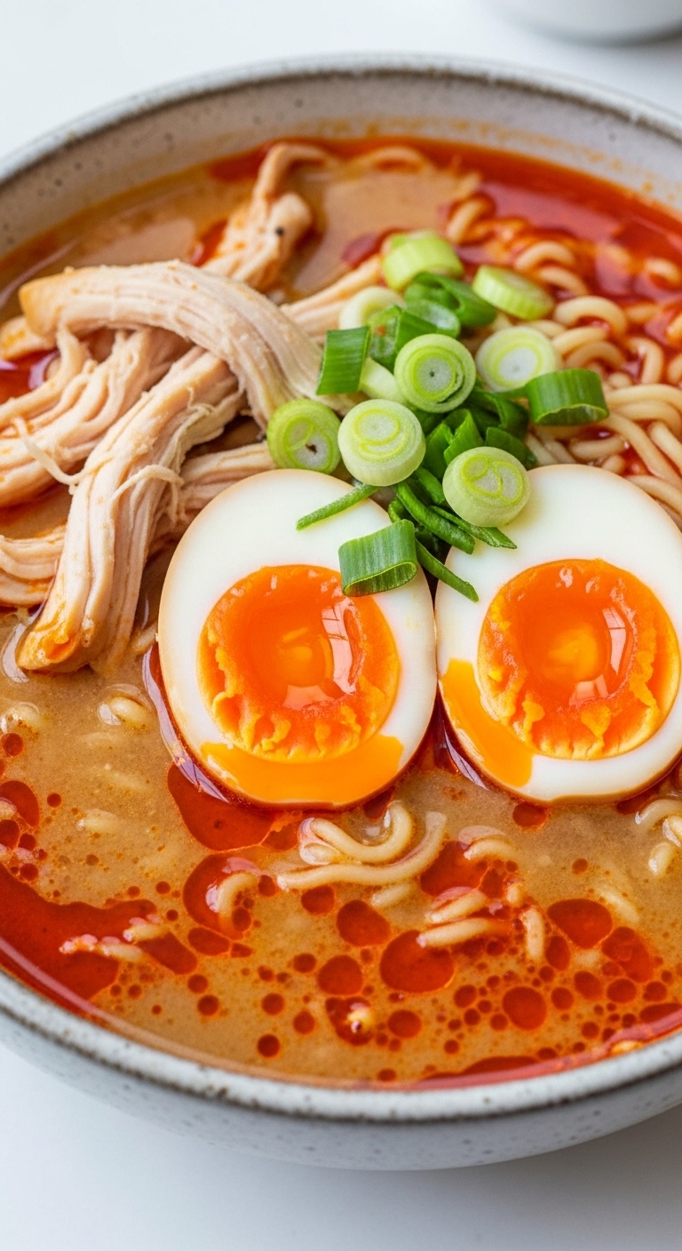 steaming bowl of Spicy Chicken Ramen