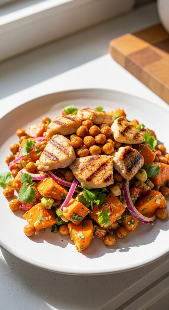 sweet potato salad on a casual plate