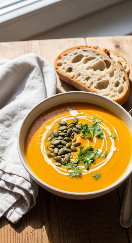 sweet potato soup served